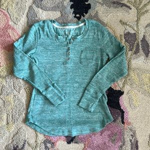 Wool rich women’s size medium button down thermal teal green